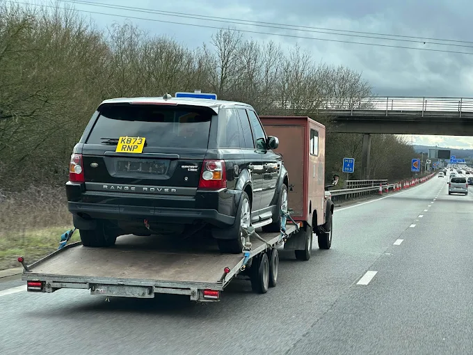 Range Rover Sport transported on the motorway
